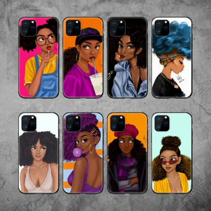 Funda de teléfono con diseño de chica africana de melanina, funda de TPU mate suave de lujo con golpes para iPhone 13 14 15 16 17 Pro Max - Product Image 1