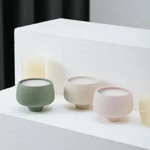 YBH minimaliste bougie pot nordique Table centres de table décor céramique bougeoir Simple mat vide bougie navires