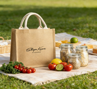 Sac fourre-tout en jute personnalisable, élégant, simple et pratique, avec poignée en corde et lettres, idéal pour les cadeaux de mariage et usage personnel