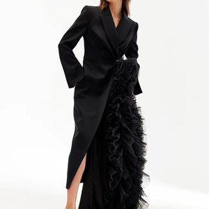 Bettergirl <span class=keywords><strong>2025</strong></span> Niche automne hiver mode costume asymétrique robe Patchwork maille Haute Couture robe de soirée longue veste - Product Image 2