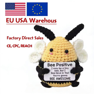 Peluche Bee Positive Pun Plush : Cadeaux pour le moral de l'équipe et la préparation aux examens pour collègues et étudiants, Décoration de bureau joyeuse, Poupée en crochet - Product Image 1