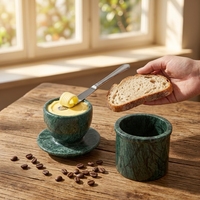 Offre Spéciale : Pot à Beurre et Couteau à Fromage Multifonctionnel en Marbre, Style Nordique Tendance, Fait Main et Écoresponsable
