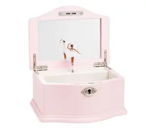 Luxury Pink Ballerina Wooden Musical Box For Women Girls Jewelries Collection For Gift