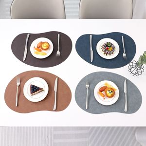 Set de table Shoho en cuir PU en forme de mangue, couleur unie, isolant thermique, imperméable et résistant à l'huile, style occidental - Product Image 4