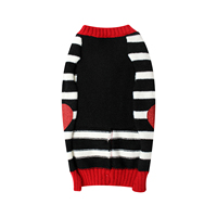 Cardigan pour chien rayé noir et blanc avec cœur rouge pailleté, col en V, tricoté, confortable, Saint-Valentin, logo personnalisé, marque privée, pour petits et moyens chiens