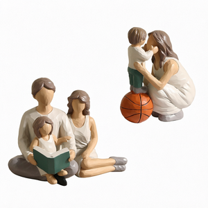 รูปปั้นประดับตกแต่งรูปพ่อแม่ลูก วัสดุเรซิ่นเป็นมิตรกับสิ่งแวดล้อม วาดด้วยมือ เหมาะสำหรับตกแต่งห้องนั่งเล่น ตู้วางทีวี สำหรับเทศกาลฮาโลวีนและวันขอบคุณพระเจ้า - Product Image 1