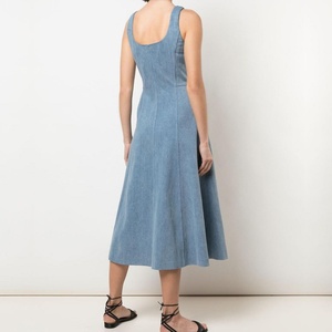 Vestido vaquero informal de línea A sin mangas a la moda de verano para mujer, ropa personalizada - Product Image 4