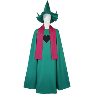 Costume Cosplay Unisex Ralsei Anime, Mantello <span class=keywords><strong>Verde</strong></span> da Mago con Cappello e Sciarpa, Outfit per Halloween - Product Image 3