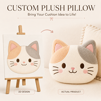 Coussin en peluche longue en coton PP personnalisé avec visage de chat, mignon coussin animal en peluche, cadeau personnalisé pour les amoureux des animaux OEM ODM