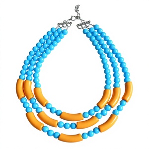 Conjunto de Collar de Cuentas de Resina Estilo Bohemio Único, Aretes Chapados en Oro con Forma de Gota de Agua, Joyería de Fiesta para Mujer, Accesorios de Moda - Product Image 2