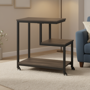 Tavolino Mobile a 3 livelli a forma di G con scaffali aperti per soggiorno - Product Image 2