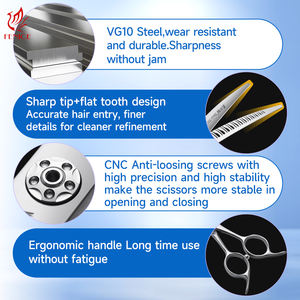 <span class=keywords><strong>Ciseaux</strong></span> à effiler incurvés Fenice Patent Design <span class=keywords><strong>pour</strong></span> animaux de compagnie avec dents dégradées 3D <span class=keywords><strong>pour</strong></span> le toilettage des chiens - Product Image 4