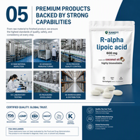 Cápsulas Blandas de Ácido R-Alfa Lipoico 600mg 120 Unidades Base de Aceite de Coco Altamente Biodisponible Sin GMO Probado en Laboratorio OEM ODM Marca Privada