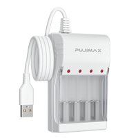 PUJIMAX – chargeur de batterie universel ni-mh à 4 emplacements, aa aaa, affichage led, 1.2v, aa, usb, pour 2a, 3a