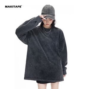 Camiseta de Manga Larga Unisex Vintage con Lavado Ácido, 100% Algodón, 230 g/m², Logotipo Personalizado Y2K Oem CL-ZJCX230, Estilo Holgado para Otoño - Product Image 3