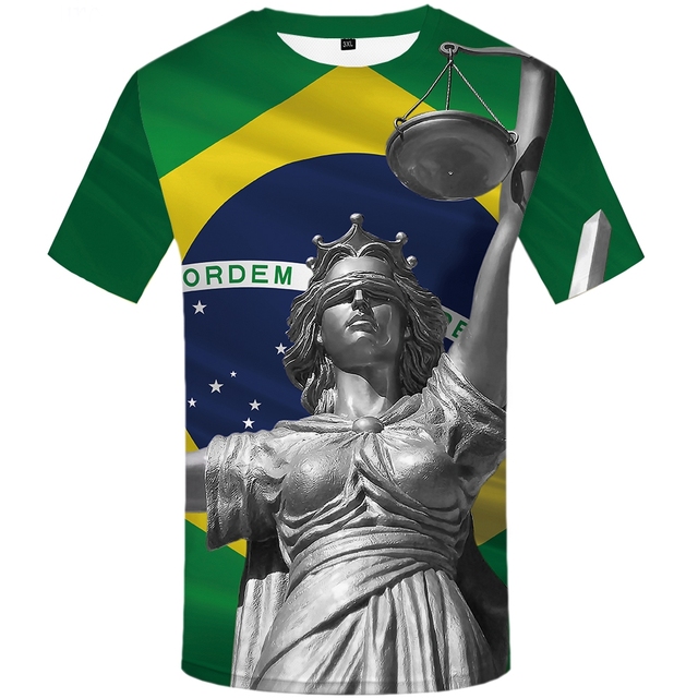 Goddess Justice Men Statue Brazilian Character Heat-Transfer Printed T-Shirt Anime Punk Rock Plus Size Breathable