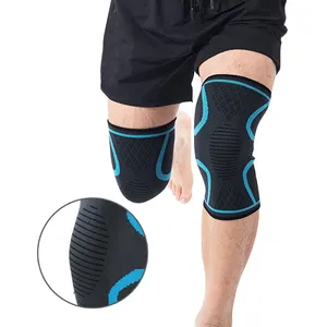 Genouillère élastique en nylon et spandex 3D avec antidérapant pour fitness, sécurité pour le sport, compression des manches