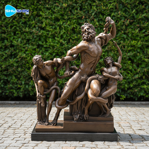 Sculpture de bronze antique grandeur nature de Laocoon et son fils, art et objets de collection - Product Image 2