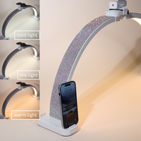 LAMWO Lampe à ongles LED UV pliable demi-lune 45W en acrylique, professionnelle pour salon, éclairage pour tatouage et support de téléphone