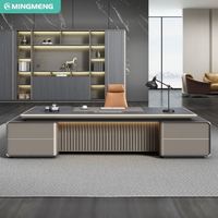 Ensemble de mobilier de bureau moderne et luxueux Bureau de direction en L et chaises Table et chaises de bureau en bois Bureau de PDG