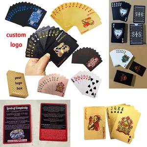 Poker wasserdichte benutzer definierte PVC-Spielkarten in loser Schüttung Premium Großhandel Kunststoff China Cmyk 4-Farben-Offsetdruck Gold