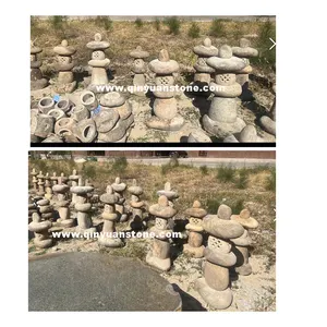 정원 녹슨 돌 랜턴 새 목욕 조각 일본 조각 안뜰 자갈 블록 탑 강 돌