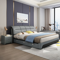 Lit King Size Moderne de Luxe avec Cadre en Cuir Confortable et Rembourrage Doux avec Tiroirs Meubles de Chambre à Coucher pour Adultes