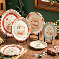 Plateau en carton blanc jetable de qualité alimentaire moderne pour hôtels, fêtes, anniversaires – Assiette en papier haut de gamme