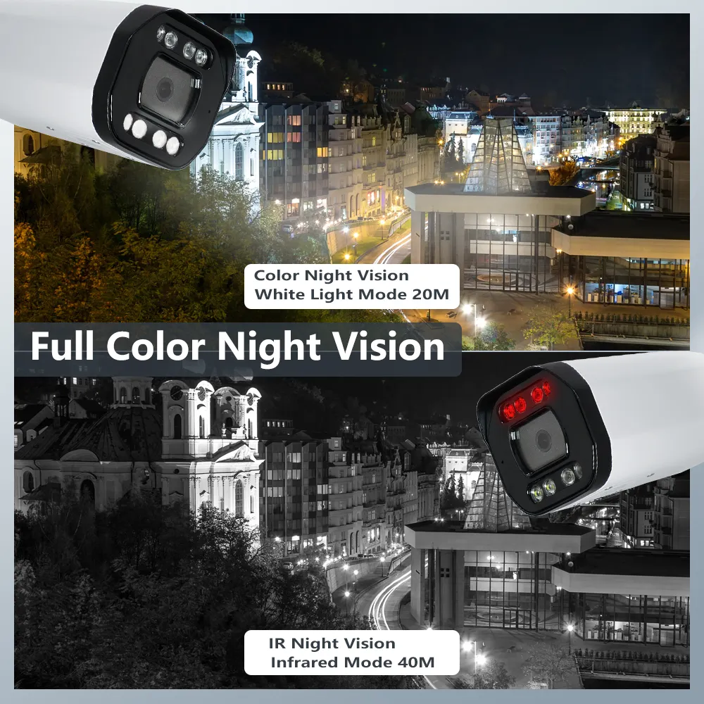 In Voorraad Oem Hik 4mp 5mp 8mp Dual Light Full Color Ip Camera Smart Hybride Kleur View Koepel Bullet Poe Netwerk Camera