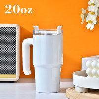 USA WAREHOUSE Gobelet isolé sous vide 20oz pour enfants Tasse à café de voyage à sublimation blanche avec poignée