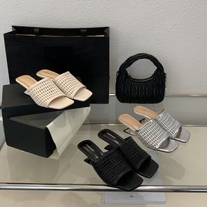 Sexy Roman Knitted Mesh Hollow <b>Half</b> Slippers Women Shoes 2025 Summer Wedges Sandals Pumps Zapatos De Mujer High Heels - Product Image 2