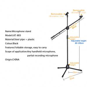 LKT-803 LEKETE Soporte de Micrófono Profesional de Estudio con Trípode y 2 Clips para Micrófono - Product Image 4