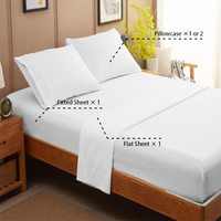Parure de lit personnalisable en coton blanc de qualité hôtelière, 3/4 pièces, drap plat/housse de matelas pour appartement et chambre à coucher
