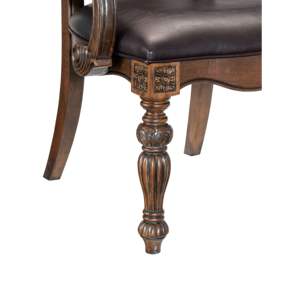 DB Traditional Dark <b>Oak</b> Finish Dining Armchairs Set of 2 Formal Wood <b>Frame</b> with Faux Leather Upholstered Seat for Restaurants - Product Image 5