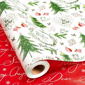 Christmas <b>Wrapping</b> <b>Paper</b> Reversible Green Tree Red Berries 17 In X 32.8 Ft Gift Craft Packaging <b>Paper</b> - Product Image 1