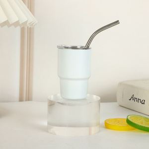 6pcs/box Sublimation White 3oz Stainless Steel Mini <b>Shot</b> Glasses Tumbler with Metal <b>Straw</b> - Product Image 4