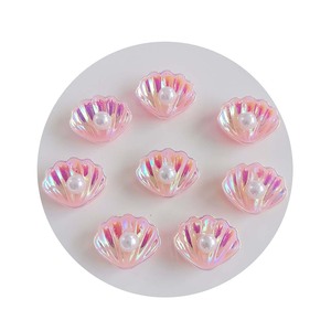 Coquillages de sirène artificiels en résine plaquée AB, imitation perle, cabochons en résine à dos plat pour la création de pièces décoratives DIY et l'artisanat - Product Image 3