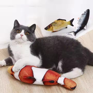 Vente en gros simulation poisson chat jouet rempli coton lavable électrique chargeur Usb mobile interactif 3d poisson animal chat jouet - Product Image 1