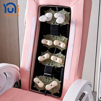 Fauteuil de pédicure de luxe en cuir rose, fauteuil inclinable électrique, bain de pieds en cristal, fauteuil de pédicure multifonctionnel pour spa