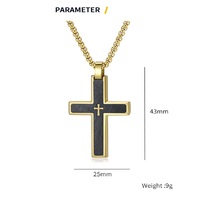 Pendentif élégant au design original en acier inoxydable bicolore avec finitions satinées et sablées diagonales, pendentif croix pour homme