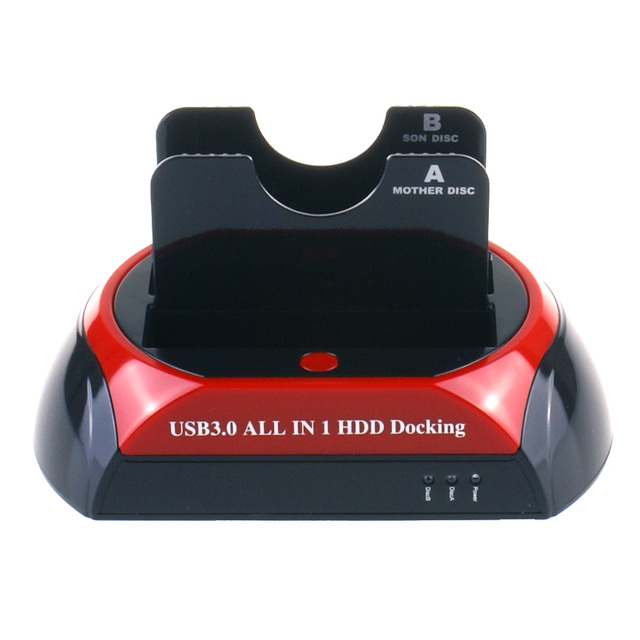 Customized Dual Bay USB 3.0/2.0 All-in-1 External HDD Docking Station SATA Drive Plastic Case for 2.5/3.5 Inch Hard Disks