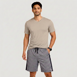 <b>Men's</b> V-neck <b>T</b>-<b>Shirt</b> Short Sleeve Regular Fit Solid <b>Navy</b> <b>Blue</b> 100% Cotton Formal Breathable 180g - Product Image 5