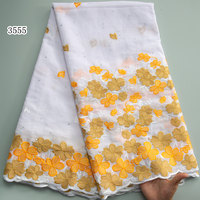 3555 Gros Tissu Dentelle Coton Lafaya Dubaï Broderie de Haute Qualité Tissu Dentelle Africaine Dentelle Suisse pour Mariage