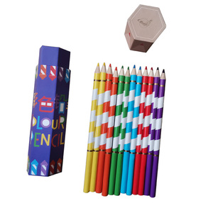 Lot de 12 crayons de dessin en bois aux couleurs vives, forme hexagonale, dans un tube cadeau, ensemble de crayons de couleur personnalisés de 7 pouces pour enfants - Product Image 1