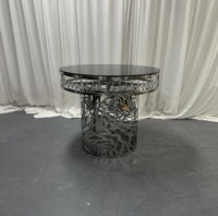 Miroir de table rond de luxe pour mariage, base creuse en acier inoxydable, décoration en cristal, fourniture directe usine