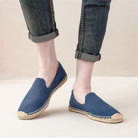 Espadrilles en toile décontractées et simples pour hommes, semelle en chanvre absorbant la transpiration, antidérapantes, mules d'été à enfiler