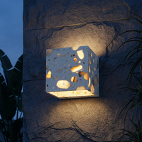 Lámpara de Pared LED Cuadrada de Terrazo, Impermeable IP54, 6W, Luz Blanca Cálida, Aplique de Pared para Exteriores, Alto CRI 90, Garantía de 2 Años