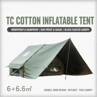 Tente gonflable de camping familial pour l'extérieur avec pompe, imperméable, en polyester, coton et nylon 210g