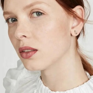 Lozrunge perhiasan jumlah besar diisi emas grosir kustom pelangi Baguette dan berlian halus kristal anting kancing - Product Image 3