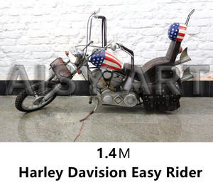 Motocicleta <span class=keywords><strong>Harley</strong></span> Xiaoyao Knight hecha a mano 1969, modelo a escala 1:1, diseño <span class=keywords><strong>de</strong></span> Metal pintado para cafetería arquitectónica, restaurante - Product Image 3